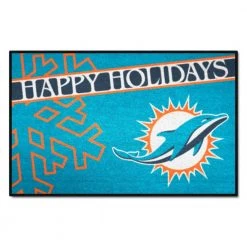 Miami Dolphins Happy Holidays Aqua 1.5 ft. x 2.5 ft. Starter Area Rug by FANMATS