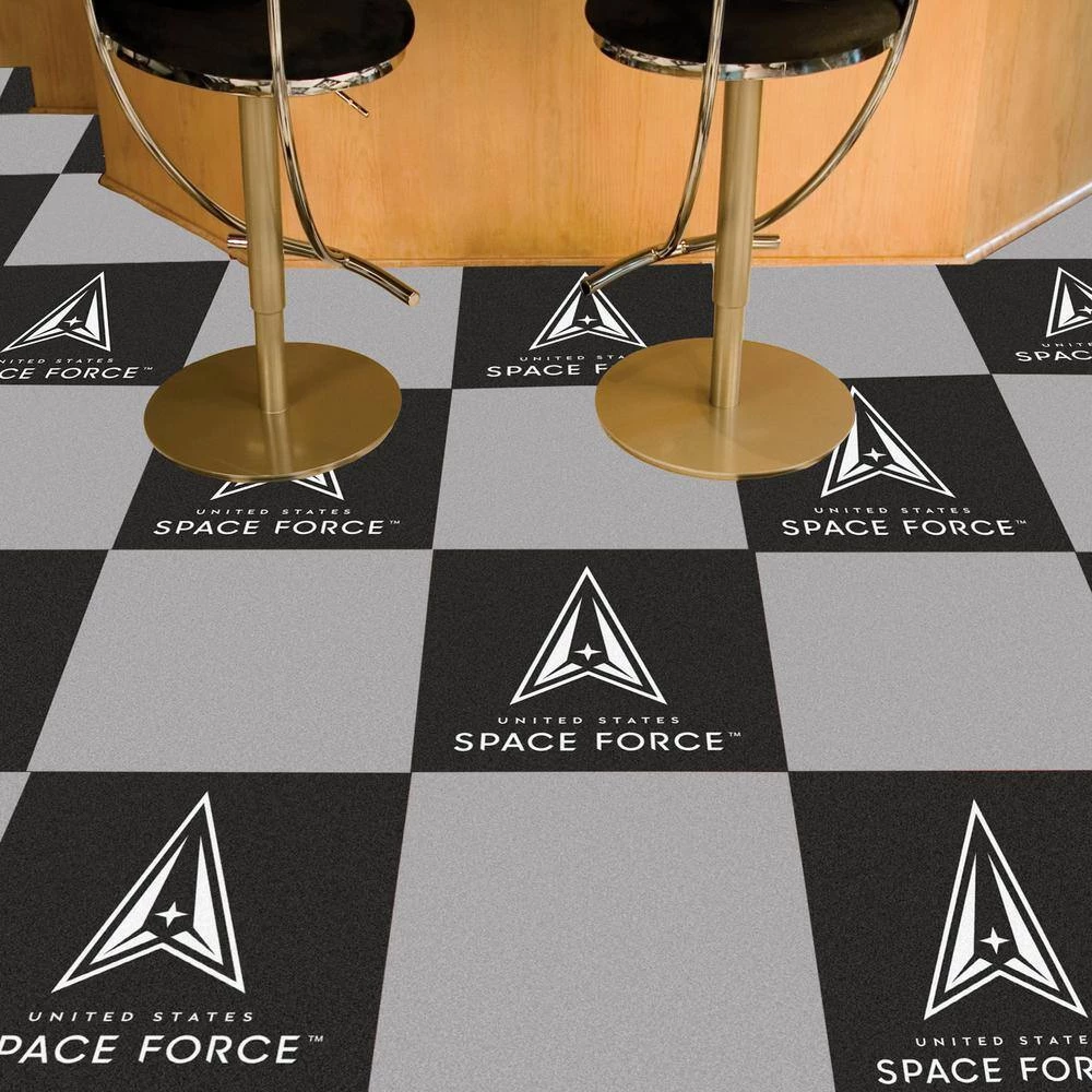 U.S. Space Force Black Residential 18 in. x 18 Peel and Stick Carpet Tile (20 Tiles/Case) 45 sq. ft. by FANMATS 2 U.S. Space Force Black Residential 18 in. x 18 Peel and Stick Carpet Tile (20 Tiles/Case) 45 sq. ft. by FANMATS - Image 2