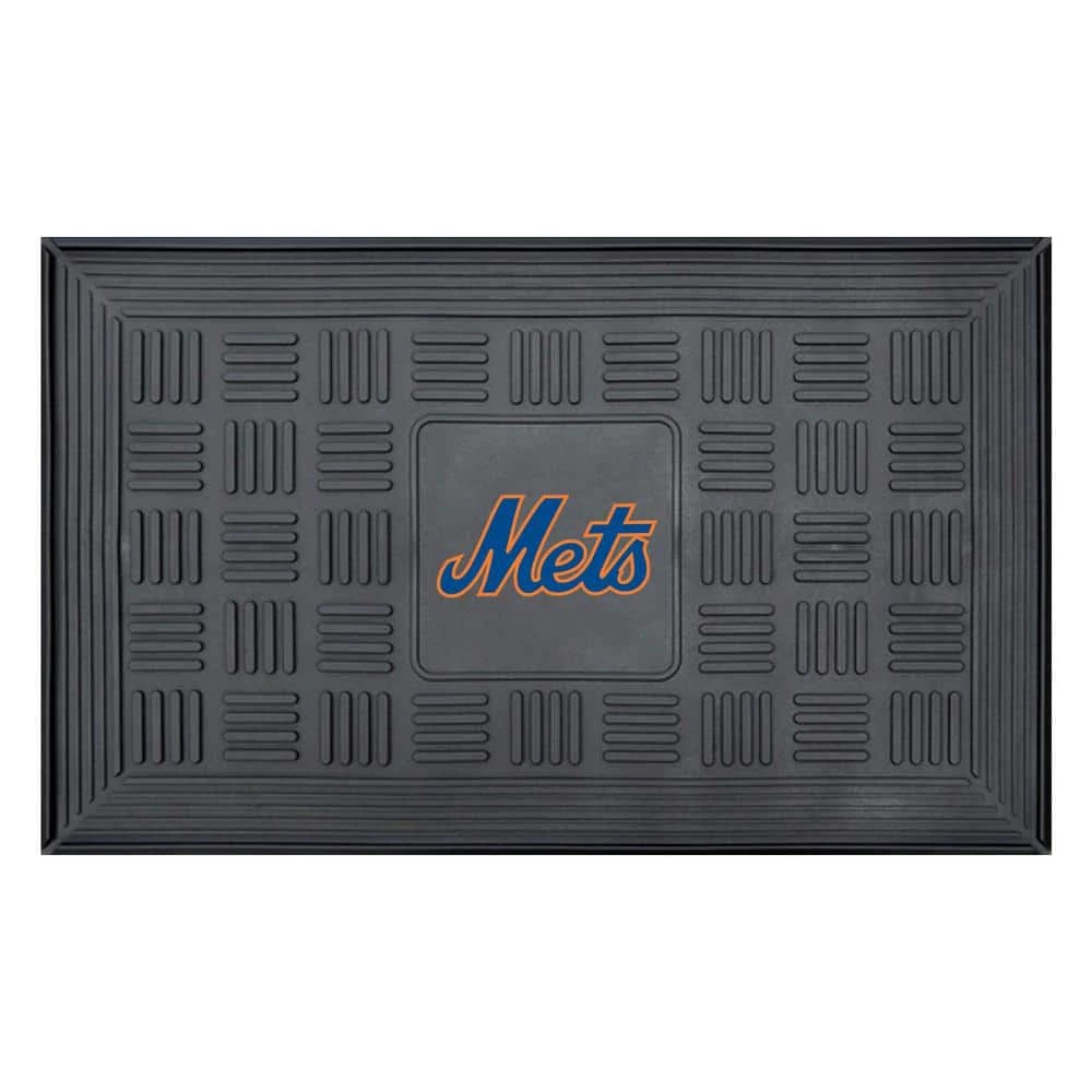 MLB New York Mets Black 19 in. x 30 in. Vinyl Indoor/Outdoor Door Mat by FANMATS 1 MLB New York Mets Black 19 in. x 30 in. Vinyl Indoor/Outdoor Door Mat by FANMATS
