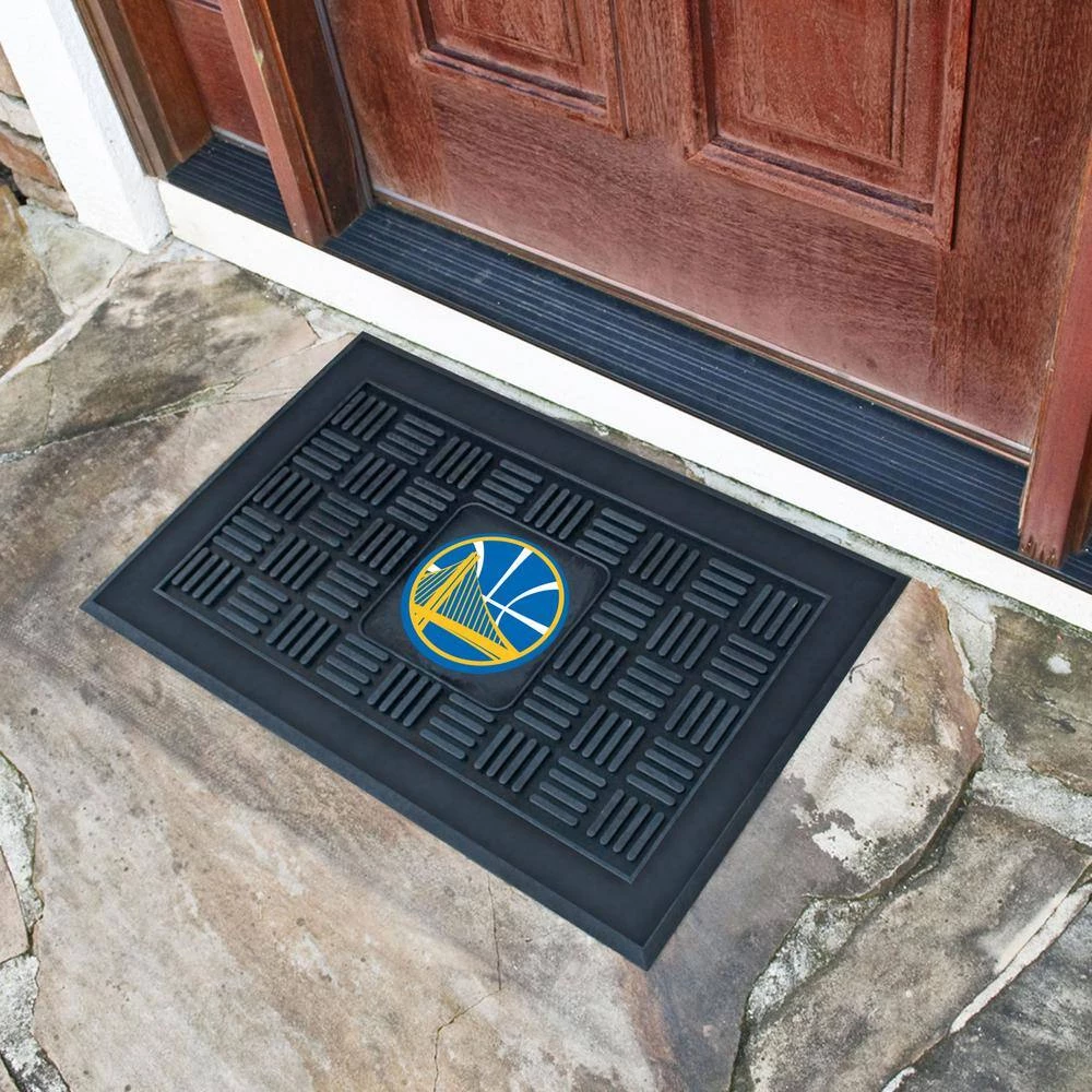 NBA Golden State Warriors Black 19 in. x 30 in. Vinyl Door Mat by FANMATS 3 NBA Golden State Warriors Black 19 in. x 30 in. Vinyl Door Mat by FANMATS - Image 3