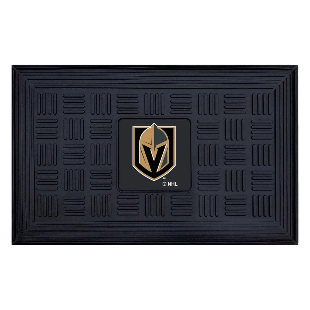 Vegas Golden Knights 19.5in. x 31in. Heavy Duty Vinyl Medallion Door Mat by FANMATS 1 Vegas Golden Knights 19.5in. x 31in. Heavy Duty Vinyl Medallion Door Mat by FANMATS