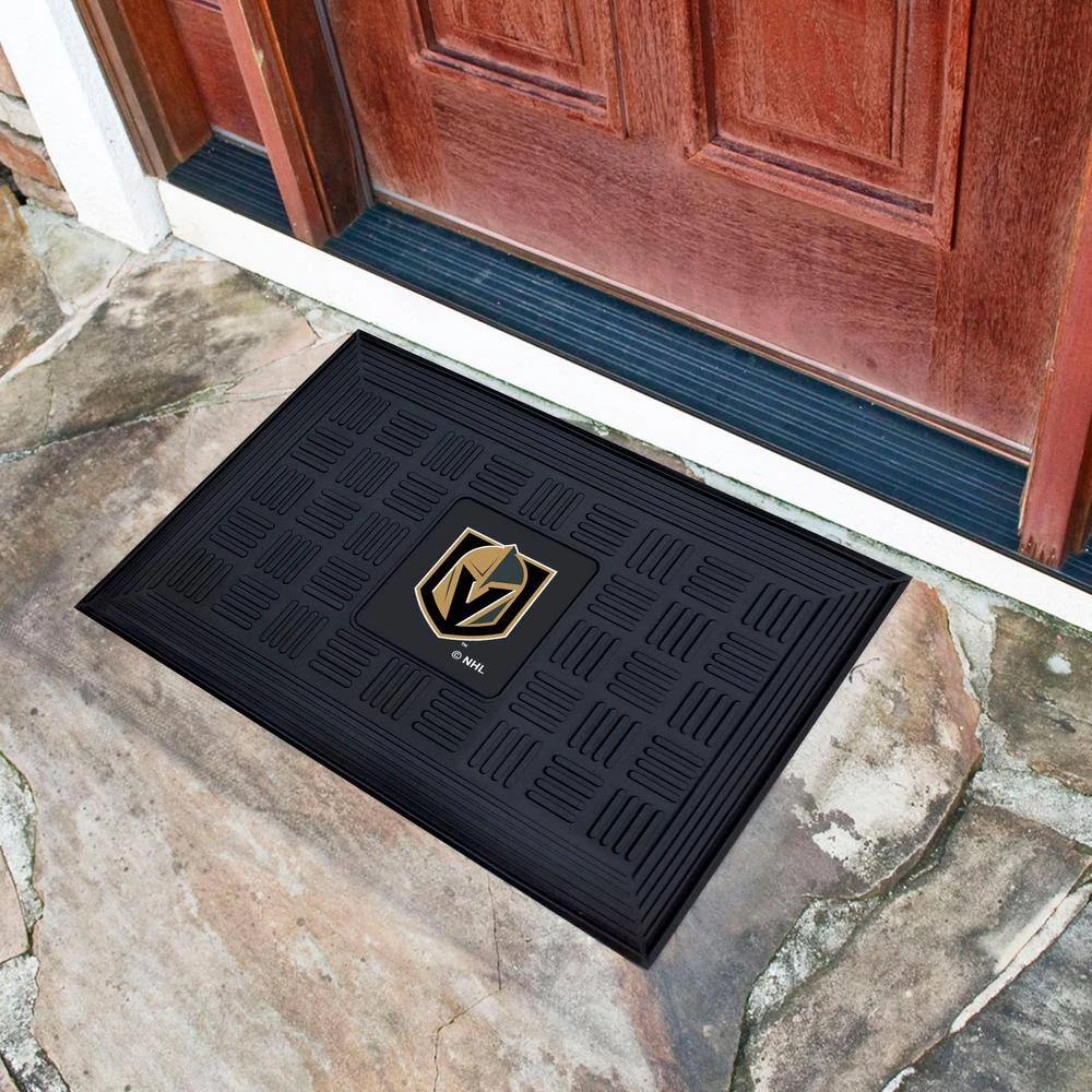 Vegas Golden Knights 19.5in. x 31in. Heavy Duty Vinyl Medallion Door Mat by FANMATS 2 Vegas Golden Knights 19.5in. x 31in. Heavy Duty Vinyl Medallion Door Mat by FANMATS - Image 2