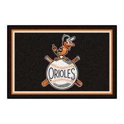 Baltimore Orioles Black 4 ft. x 6 ft. Plush Area Rug by FANMATS