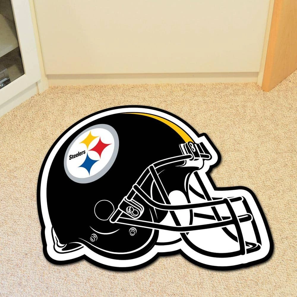 Pittsburgh Steelers Black 3 ft. x 2 ft. Mascot Helmet Area Rug by FANMATS 2 Pittsburgh Steelers Black 3 ft. x 2 ft. Mascot Helmet Area Rug by FANMATS - Image 2