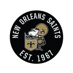 Black 2 ft. 3 in. Round New Orleans Saints Vintage Area Rug by FANMATS