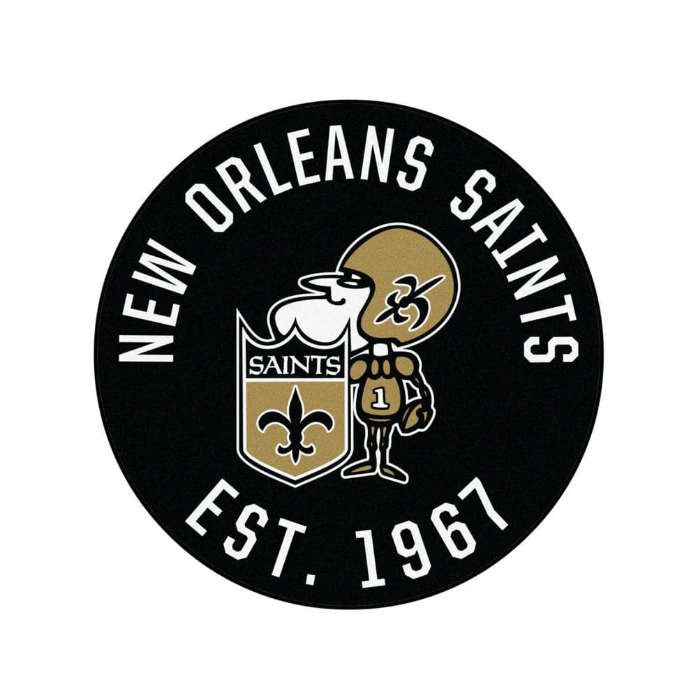 Black 2 ft. 3 in. Round New Orleans Saints Vintage Area Rug by FANMATS 1 Black 2 ft. 3 in. Round New Orleans Saints Vintage Area Rug by FANMATS