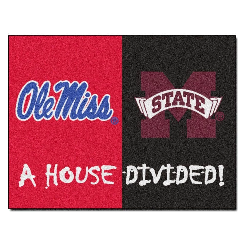 NCAA University of Mississippi/Mississippi State House Divided 3 ft. x 4 ft. Area Rug by FANMATS 1 NCAA University of Mississippi/Mississippi State House Divided 3 ft. x 4 ft. Area Rug by FANMATS