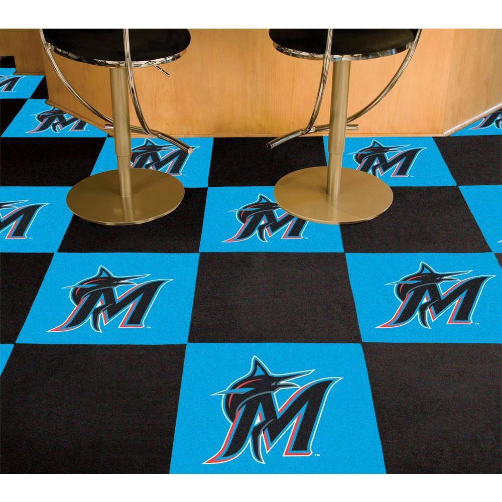 Miami Marlins Blue Residential 18 in. x 18 Peel and Stick Carpet Tile (20 Tiles/Case) 45 sq. ft. by FANMATS 2 Miami Marlins Blue Residential 18 in. x 18 Peel and Stick Carpet Tile (20 Tiles/Case) 45 sq. ft. by FANMATS - Image 2