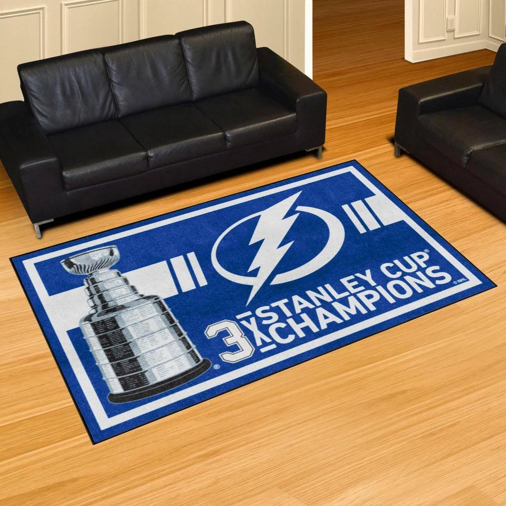 Tampa Bay Lightning Blue 5 ft. x 8 ft. Plush Area Rug by FANMATS 2 Tampa Bay Lightning Blue 5 ft. x 8 ft. Plush Area Rug by FANMATS - Image 2