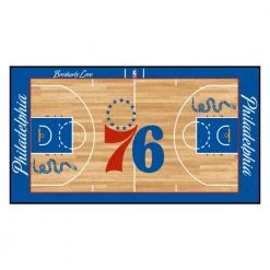 NBA Philadelphia 76ers Tan 3 ft. x 5 ft. Indoor Basketball Court Runner Rug by FANMATS