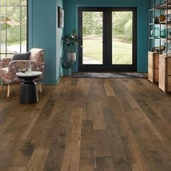 Time Honored Oak Brown 3/8 in. T x 6 in. W x Varying Length Engineered Click Hardwood Flooring (30.63 sq. ft./case) by Bruce -CheapFANMATS || Bruce Store brown bruce engineered hardwood ekhd63l45s 31 1000