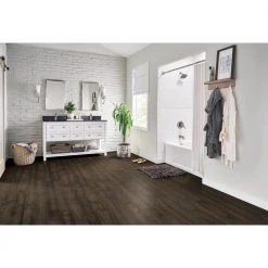 Hydropel Oak Dark Brown 7/16 in. T x 5 in. W x Varying Length Engineered Hardwood Flooring (22.6 sq. ft.) by Bruce -CheapFANMATS || Bruce Store dark brown bruce engineered hardwood ekwr54l55wr 31 1000