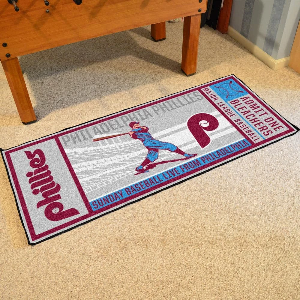 Philadelphia Phillies Gray 2 ft. 6 in. x 6 ft. Ticket Runner Rug by FANMATS 2 Philadelphia Phillies Gray 2 ft. 6 in. x 6 ft. Ticket Runner Rug by FANMATS - Image 2