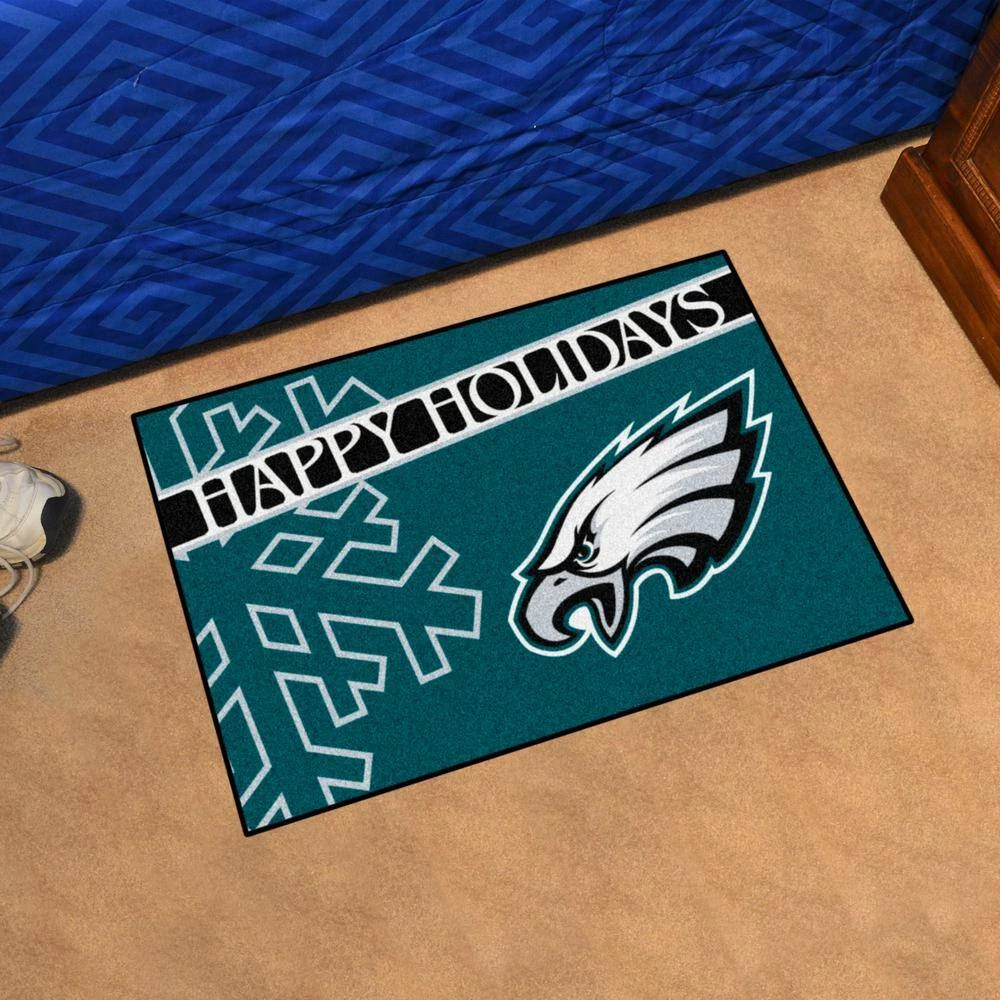 Philadelphia Eagles Happy Holidays Green 1.5 ft. x 2.5 ft. Starter Area Rug by FANMATS 2 Philadelphia Eagles Happy Holidays Green 1.5 ft. x 2.5 ft. Starter Area Rug by FANMATS - Image 2