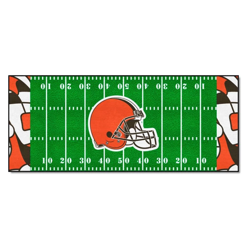 Cleveland Browns Football Green XFIT Design 2.5 ft. x 6 ft. Field Runner Rug by FANMATS 1 Cleveland Browns Football Green XFIT Design 2.5 ft. x 6 ft. Field Runner Rug by FANMATS