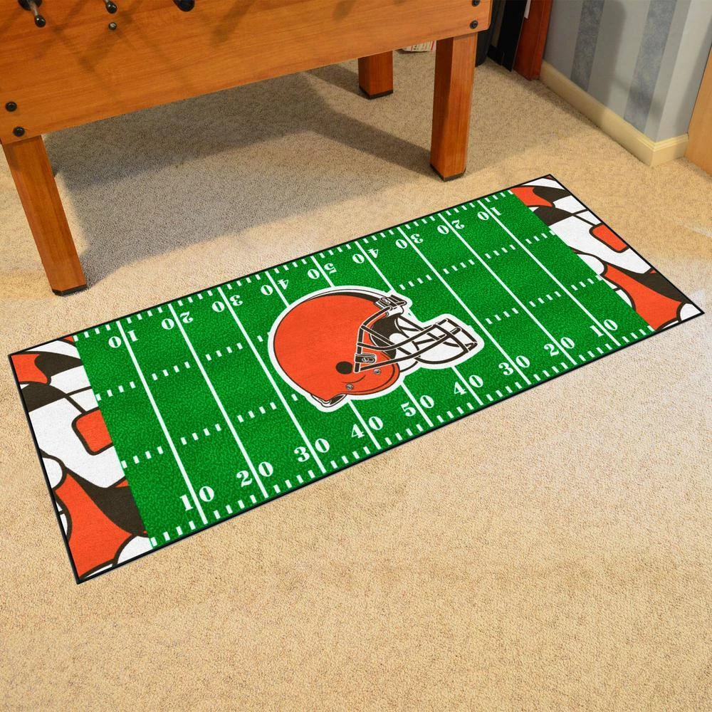 Cleveland Browns Football Green XFIT Design 2.5 ft. x 6 ft. Field Runner Rug by FANMATS 2 Cleveland Browns Football Green XFIT Design 2.5 ft. x 6 ft. Field Runner Rug by FANMATS - Image 2