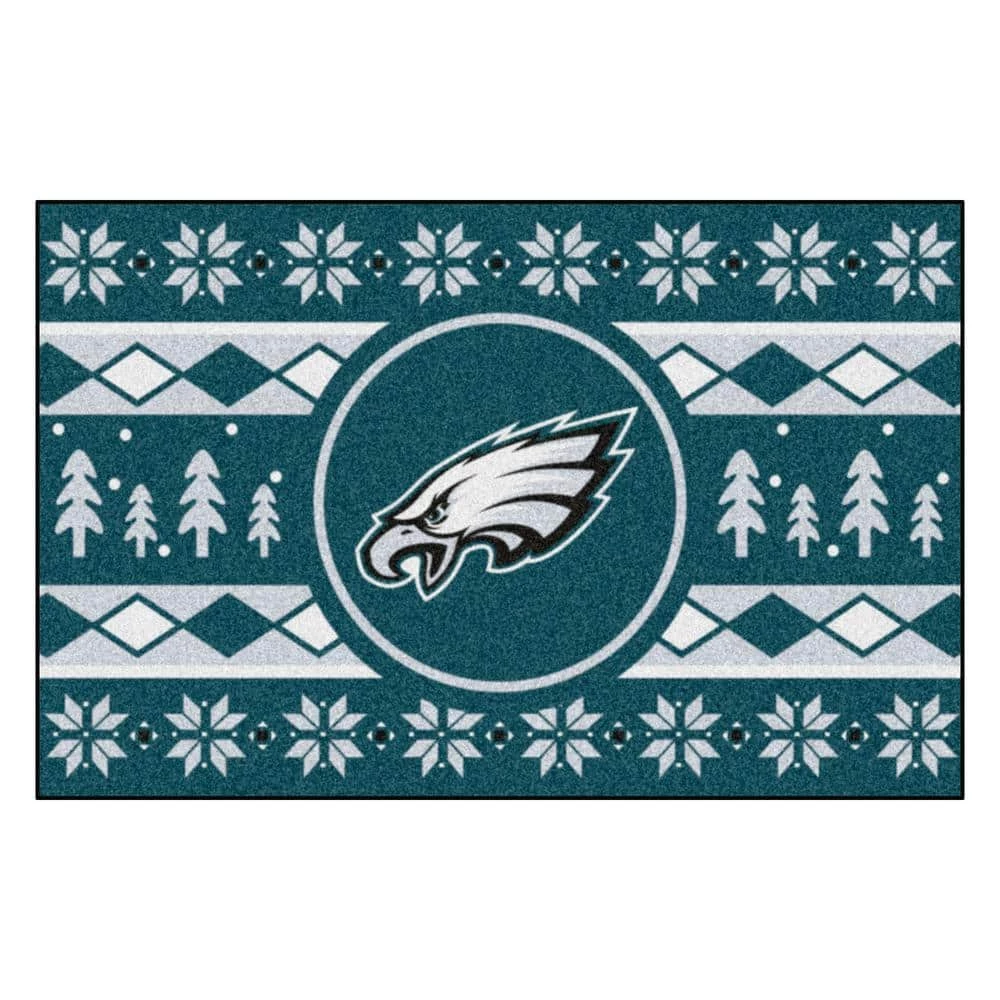 Philadelphia Eagles Holiday Sweater Green 1.5 ft. x 2.5 ft. Starter Area Rug by FANMATS 1 Philadelphia Eagles Holiday Sweater Green 1.5 ft. x 2.5 ft. Starter Area Rug by FANMATS