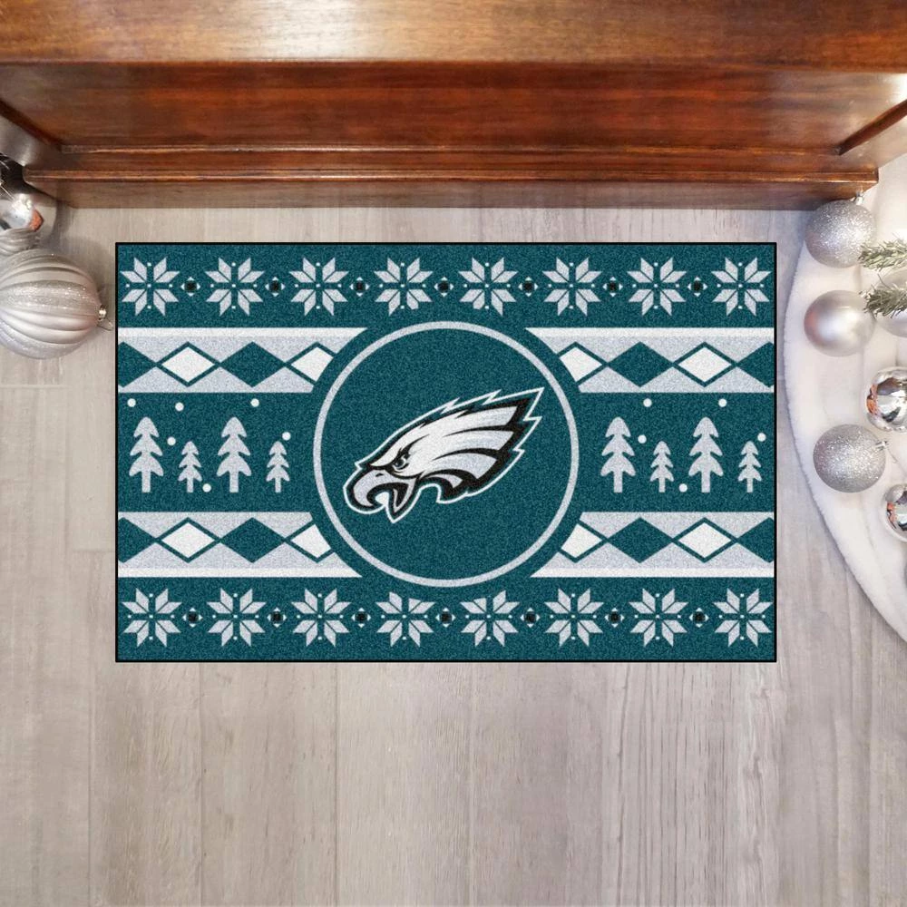 Philadelphia Eagles Holiday Sweater Green 1.5 ft. x 2.5 ft. Starter Area Rug by FANMATS 2 Philadelphia Eagles Holiday Sweater Green 1.5 ft. x 2.5 ft. Starter Area Rug by FANMATS - Image 2