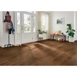 Hydropel Hickory Light Brown 7/16 in. T x 5 in. W x Varying Length Engineered Hardwood Flooring (22.6 sq. ft.) by Bruce -CheapFANMATS || Bruce Store light brown bruce engineered hardwood ehwr54l40hr 31 1000
