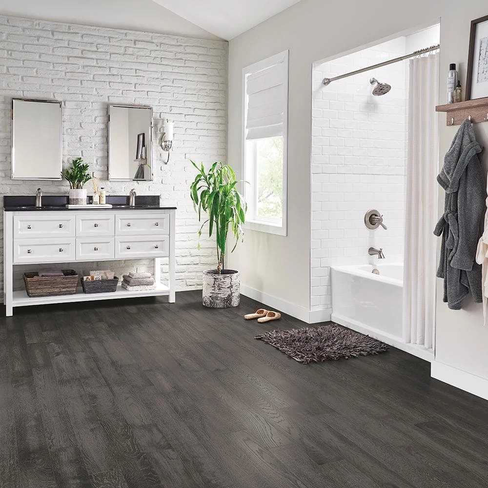 Hydropel Oak Medium Gray 7/16 in. T x 5 in. W x Varying Length Engineered Hardwood Flooring (22.6 sq. ft.) by Bruce 9 Hydropel Oak Medium Gray 7/16 in. T x 5 in. W x Varying Length Engineered Hardwood Flooring (22.6 sq. ft.) by Bruce - Image 9