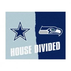 NFL Cowboys/Seahawks Multi-Colored 3 ft. x 3.5 ft. House Divided Area Rug by FANMATS