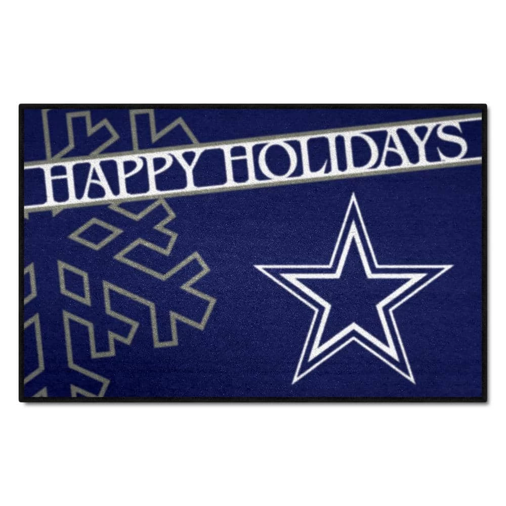 Dallas Cowboys Happy Holidays Navy 1.5 ft. x 2.5 ft. Starter Area Rug by FANMATS 1 Dallas Cowboys Happy Holidays Navy 1.5 ft. x 2.5 ft. Starter Area Rug by FANMATS
