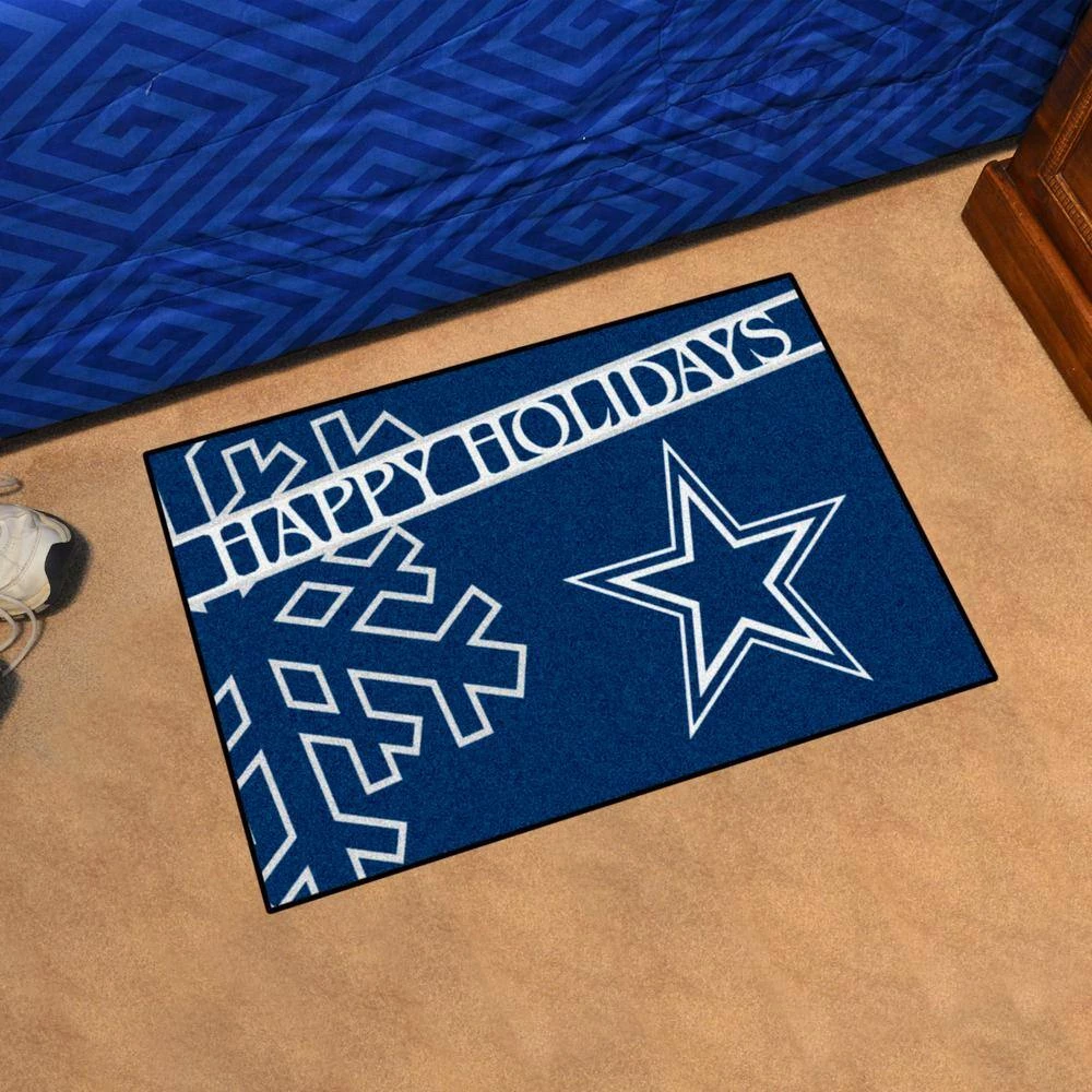 Dallas Cowboys Happy Holidays Navy 1.5 ft. x 2.5 ft. Starter Area Rug by FANMATS 2 Dallas Cowboys Happy Holidays Navy 1.5 ft. x 2.5 ft. Starter Area Rug by FANMATS - Image 2