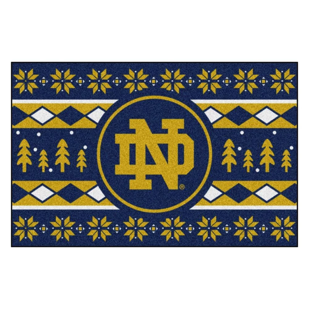 Notre Dame Fighting Irish Holiday Sweater Navy 1.5 ft. x 2.5 ft. Starter Area Rug by FANMATS 1 Notre Dame Fighting Irish Holiday Sweater Navy 1.5 ft. x 2.5 ft. Starter Area Rug by FANMATS