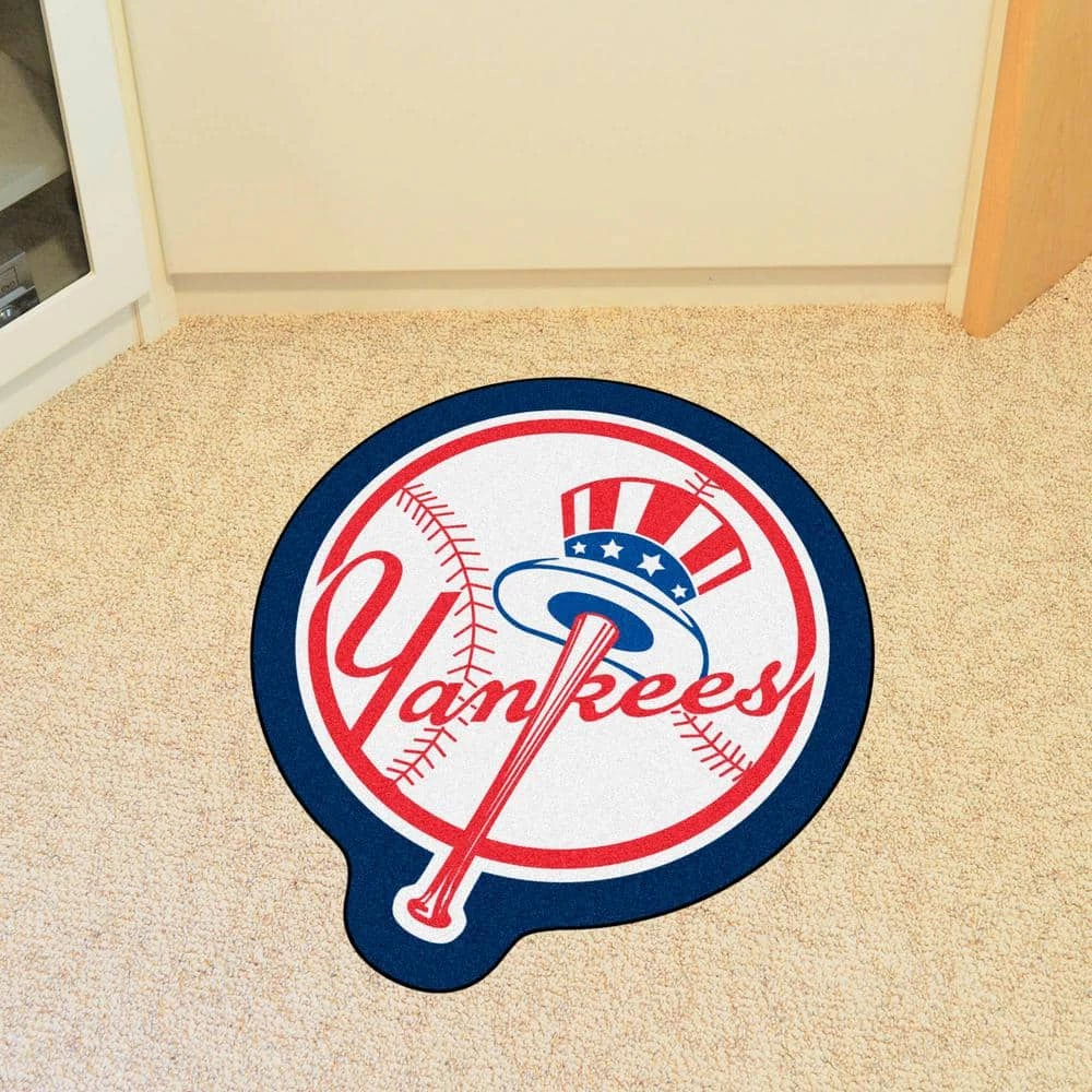 New York Yankees Navy 2.5 ft. x 2.75 ft. Mascot Area Rug by FANMATS 2 New York Yankees Navy 2.5 ft. x 2.75 ft. Mascot Area Rug by FANMATS - Image 2