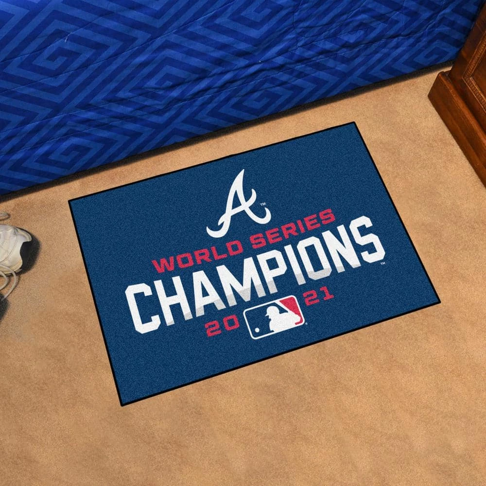 MLB Atlanta Braves 2021 World Series Champions 1.5 ft. x 2.5 ft. Navy Starter Area Rug by FANMATS 2 MLB Atlanta Braves 2021 World Series Champions 1.5 ft. x 2.5 ft. Navy Starter Area Rug by FANMATS - Image 2
