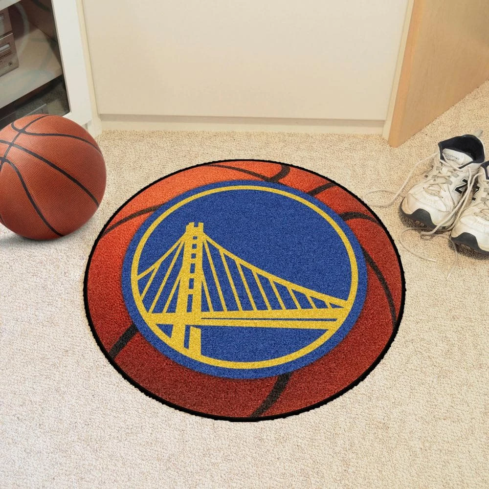 Golden State Warriors Orange 2 ft. x 2 ft. Round Basketball Area Rug by FANMATS 2 Golden State Warriors Orange 2 ft. x 2 ft. Round Basketball Area Rug by FANMATS - Image 2
