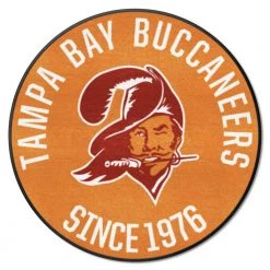 Orange 2 ft. 3 in. Round Tampa Bay Buccaneers Vintage Area Rug by FANMATS