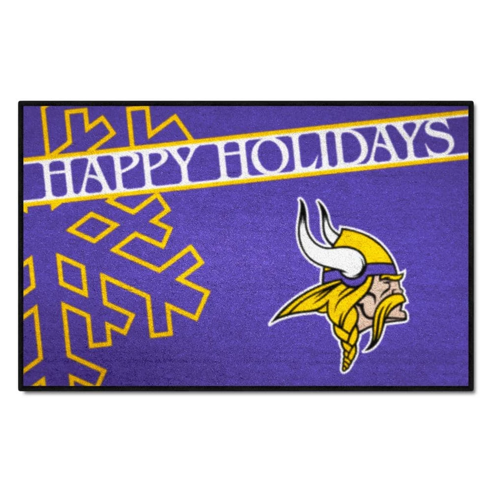 Minnesota Vikings Happy Holidays Purple 1.5 ft. x 2.5 ft. Starter Area Rug by FANMATS 1 Minnesota Vikings Happy Holidays Purple 1.5 ft. x 2.5 ft. Starter Area Rug by FANMATS