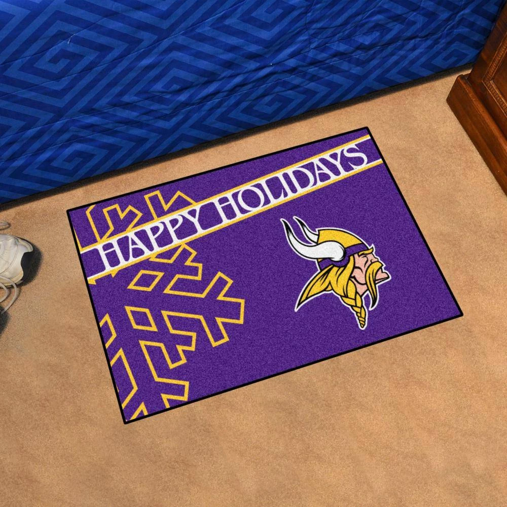 Minnesota Vikings Happy Holidays Purple 1.5 ft. x 2.5 ft. Starter Area Rug by FANMATS 2 Minnesota Vikings Happy Holidays Purple 1.5 ft. x 2.5 ft. Starter Area Rug by FANMATS - Image 2