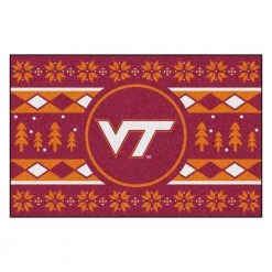 CheapFANMATS || Bruce Store 32 Virginia Tech Hokies Holiday Sweater Red 1.5 ft. x 2.5 ft. Starter Area Rug by FANMATS
