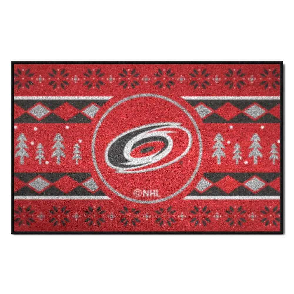 Carolina Hurricanes Holiday Sweater Red 1.5 ft. x 2.5 ft. Starter Area Rug by FANMATS 1 Carolina Hurricanes Holiday Sweater Red 1.5 ft. x 2.5 ft. Starter Area Rug by FANMATS