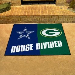 NFL House Divided - Packers / Cowboys 33.75 in. x 42.5 in. House Divided Mat Area Rug by FANMATS -CheapFANMATS || Bruce Store team colors fanmats sports rugs 21804 c3 1000