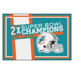 Miami Dolphins Dynasty Turquoise 5 ft. x 8 ft. Plush Area Rug by FANMATS