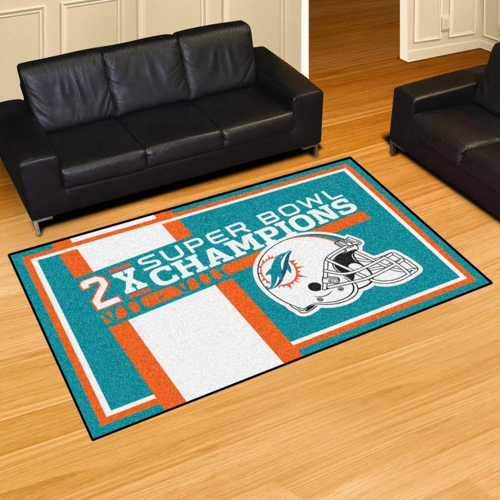 Miami Dolphins Dynasty Turquoise 5 ft. x 8 ft. Plush Area Rug by FANMATS 2 Miami Dolphins Dynasty Turquoise 5 ft. x 8 ft. Plush Area Rug by FANMATS - Image 2