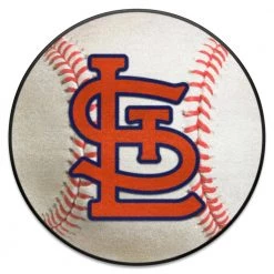 St. Louis Cardinals Baseball White 2 ft. x 2 ft. Round Area Rug by FANMATS