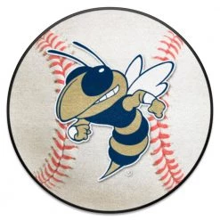 Georgia Tech Yellow Jackets Baseball White 2 ft. x 2 ft. Round Area Rug by FANMATS