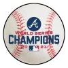 MLB Atlanta Braves 2021 World Series Champions 2.25 ft. Round White Baseball Area Rug by FANMATS